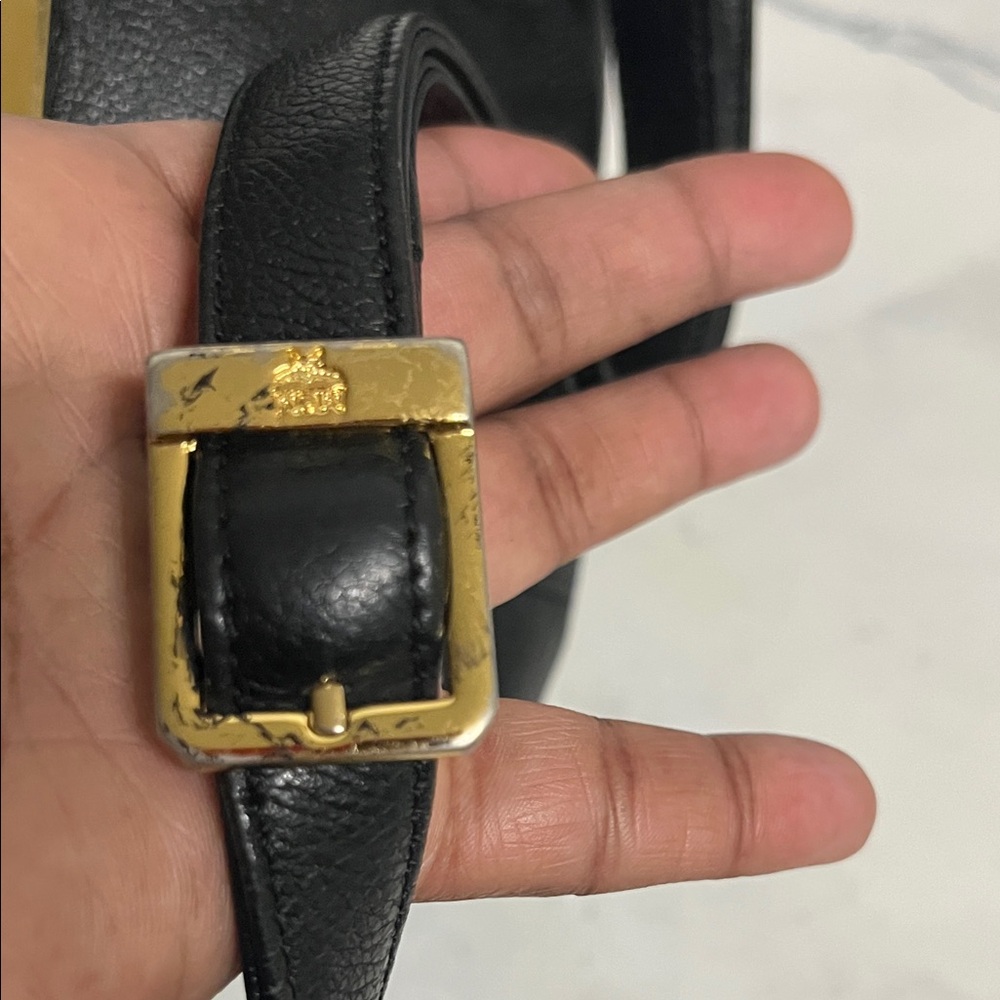 MCM Black Leather Drawstring Crossbody with Gold Hardware - Picture 5 of 9
